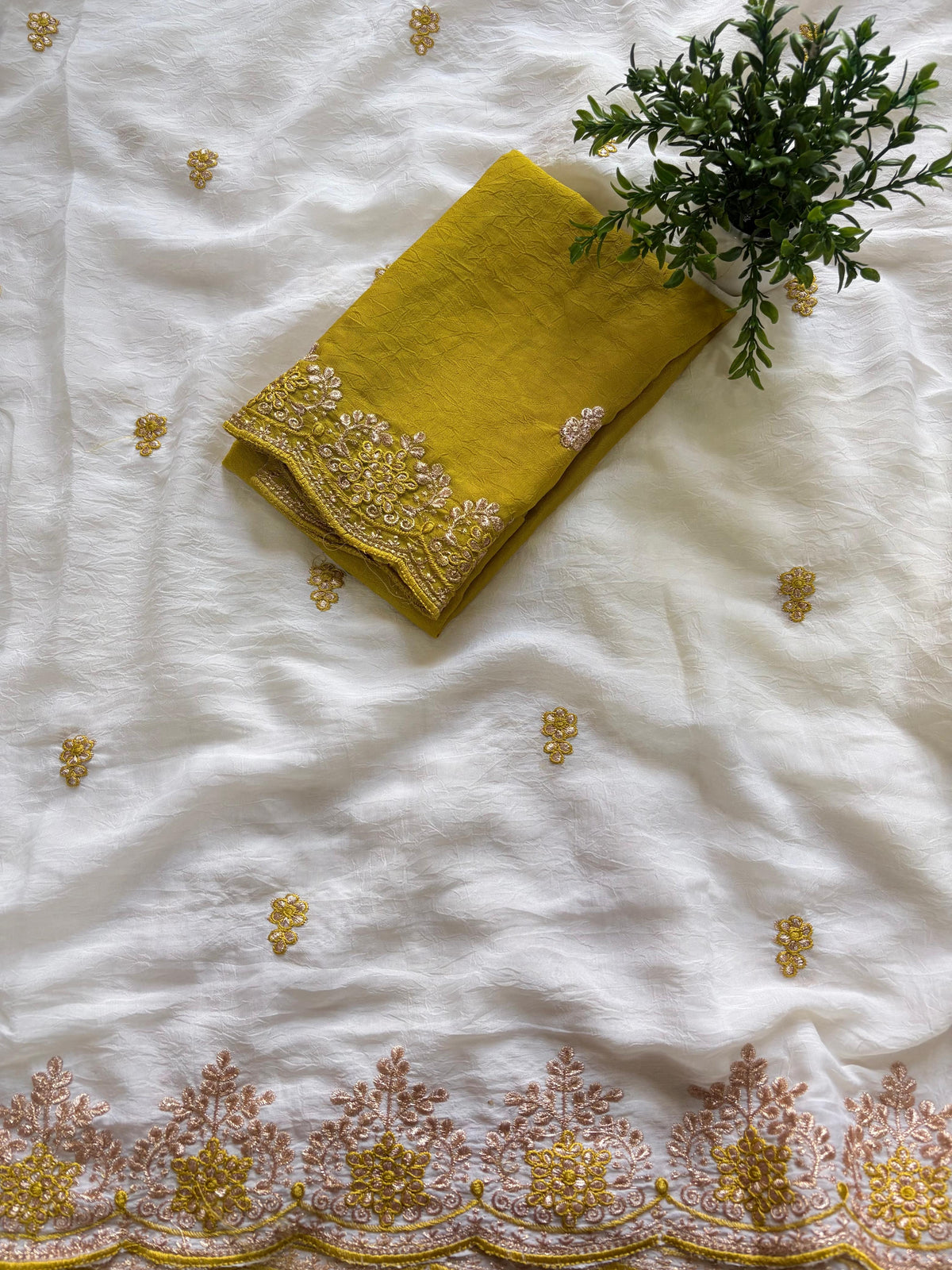 Designer saree with contrast blouse