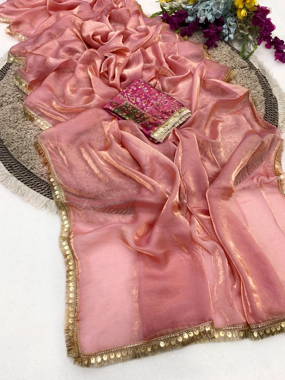 Lace border saree with Designer blouse Pc-1689