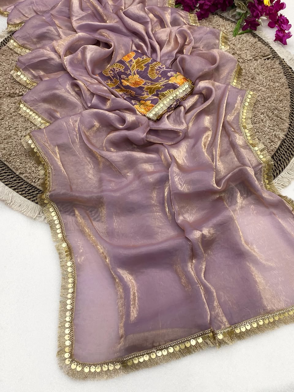 Lace border saree with Designer blouse Pc-1689