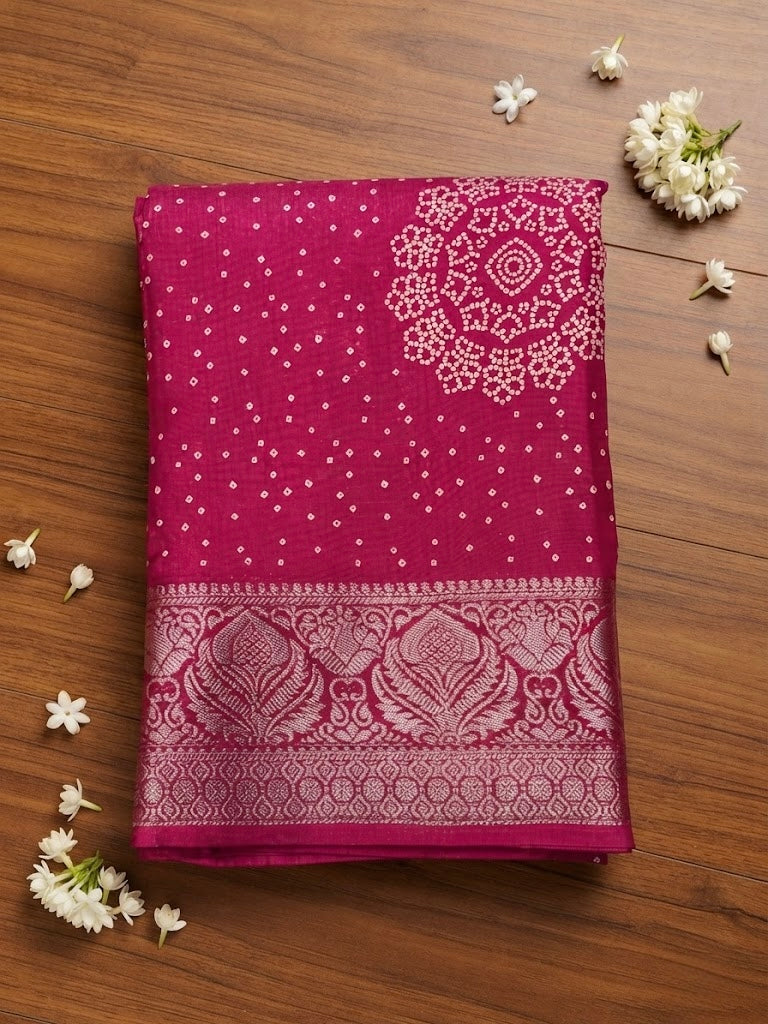 Rani bandhani saree- PC 1445