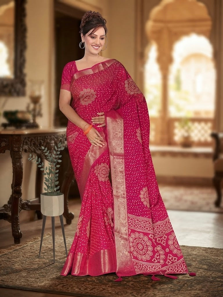 Rani bandhani saree- PC 1445