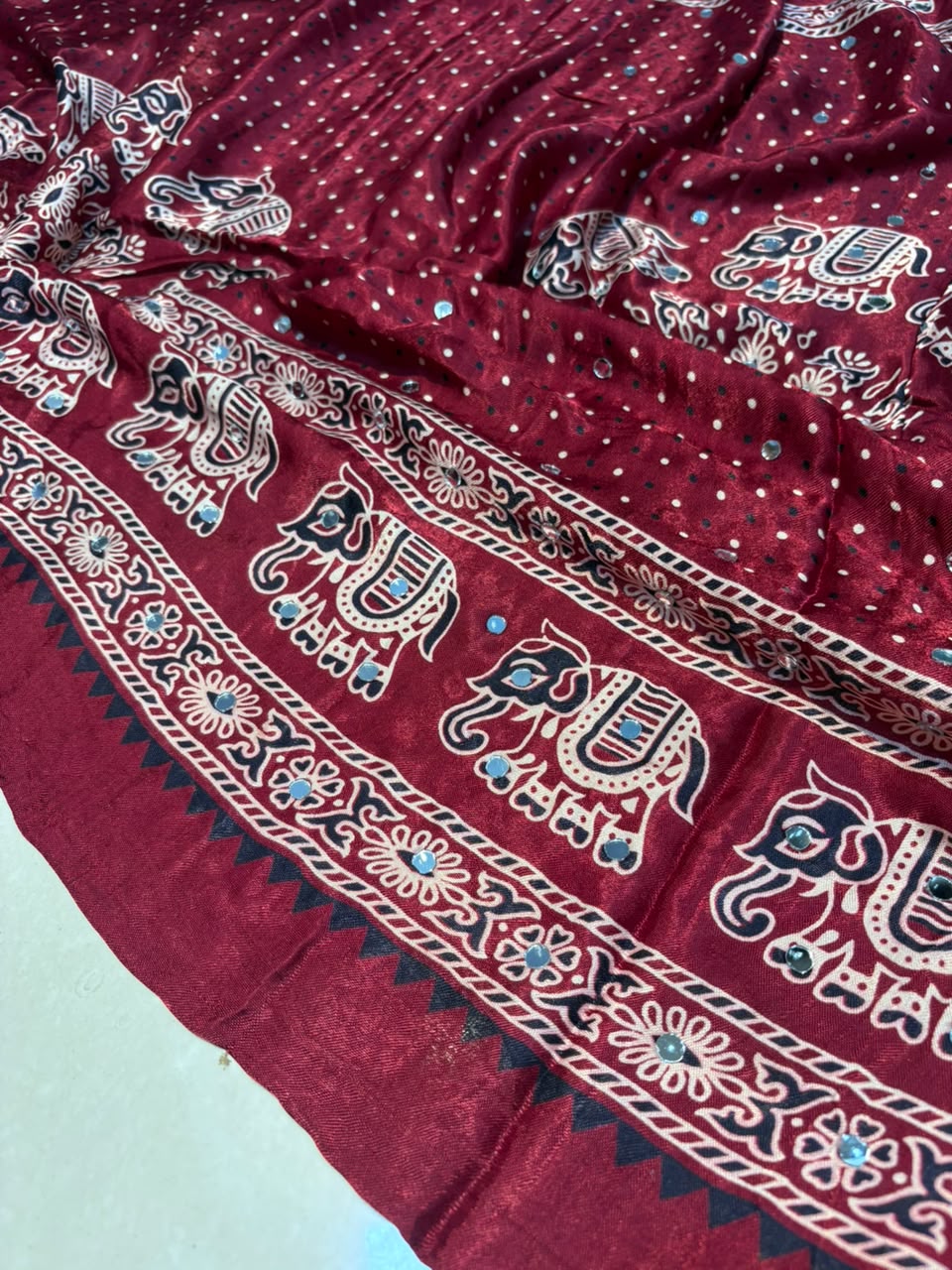 MIRROR AJRAKH SAREE PC-1471