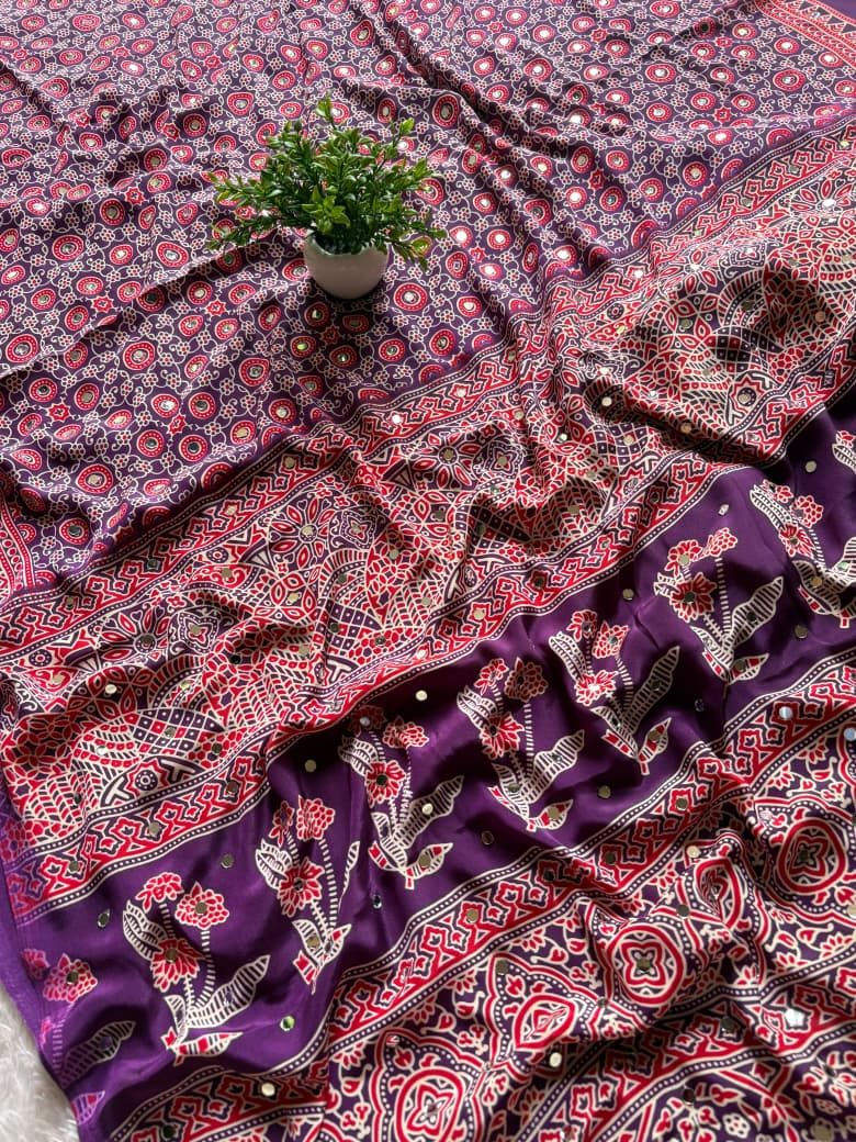 MIRROR AJRAKH SAREE