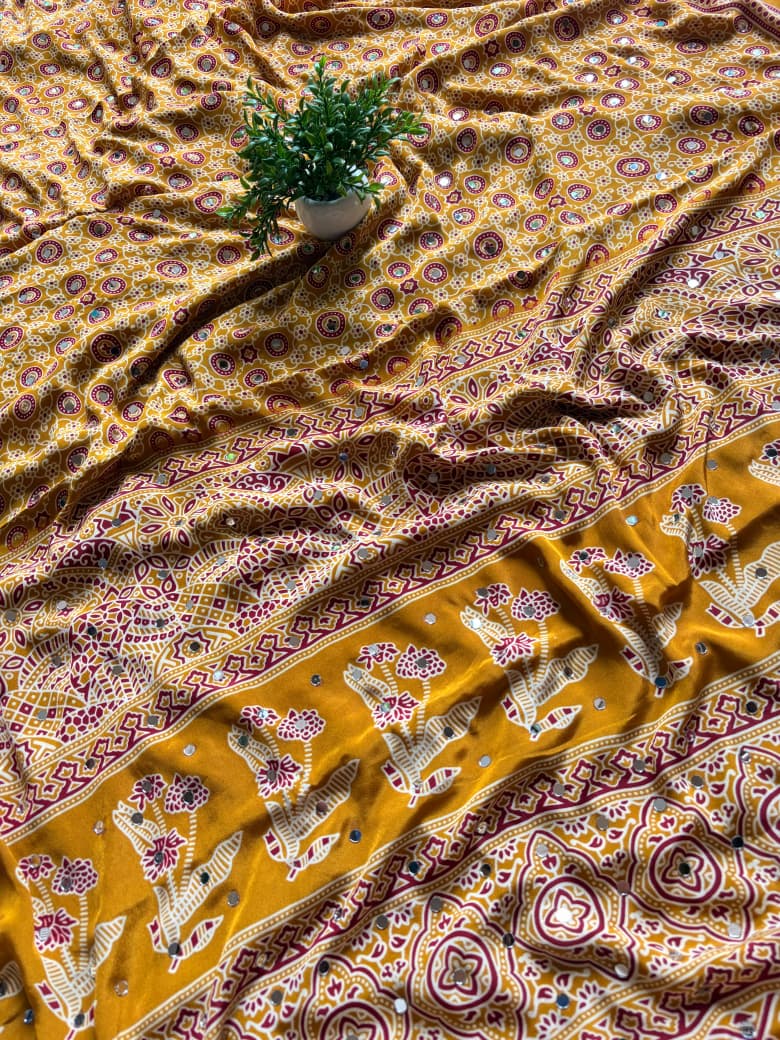 MIRROR AJRAKH SAREE