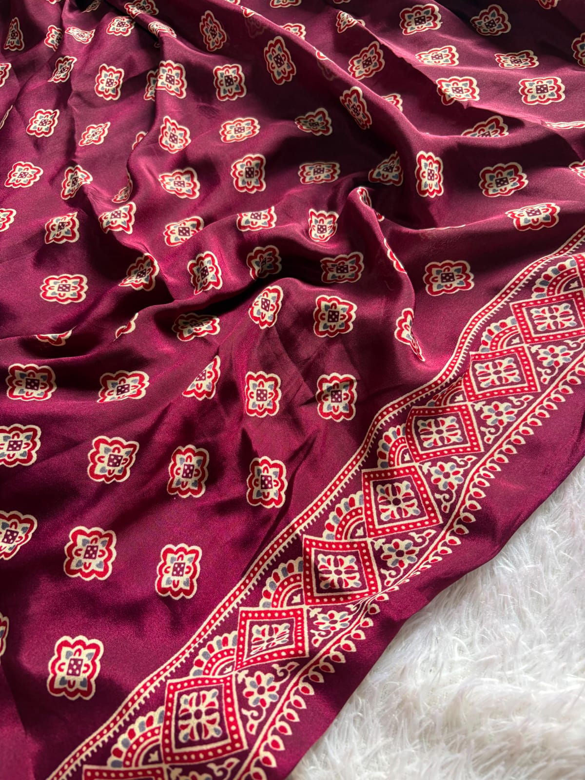 VIRAL AJRAKH MIRROR SAREE PC-1468