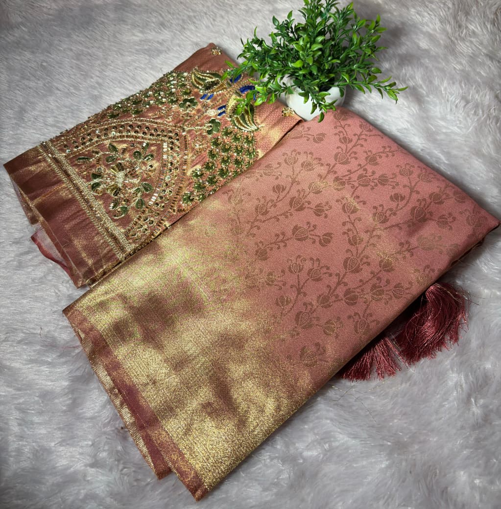 KANJIVARAM SAREE WITH AARI WORK BLOUSE PC-1580