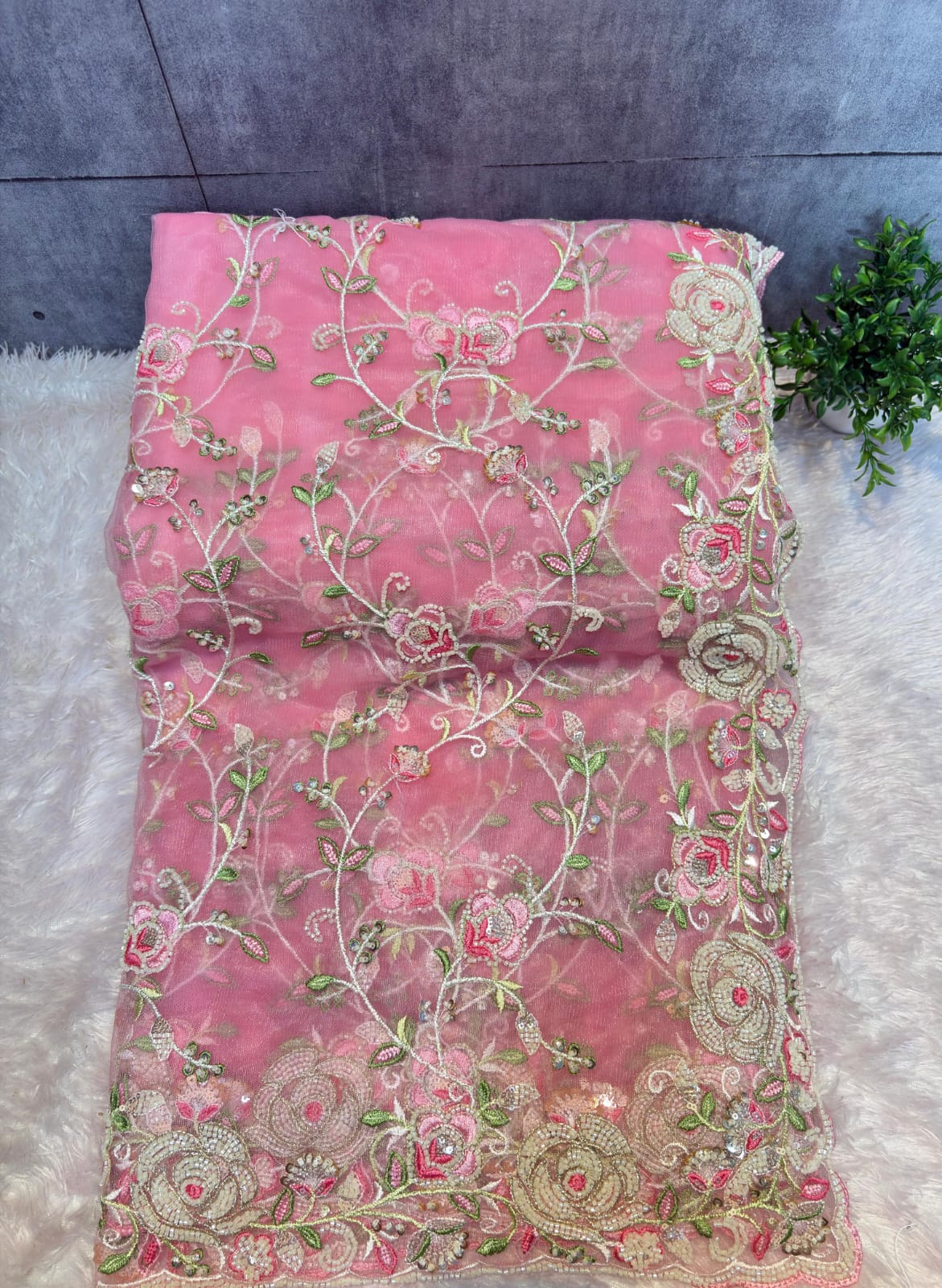 PASTEL NET DESIGNER SAREE PC-1664