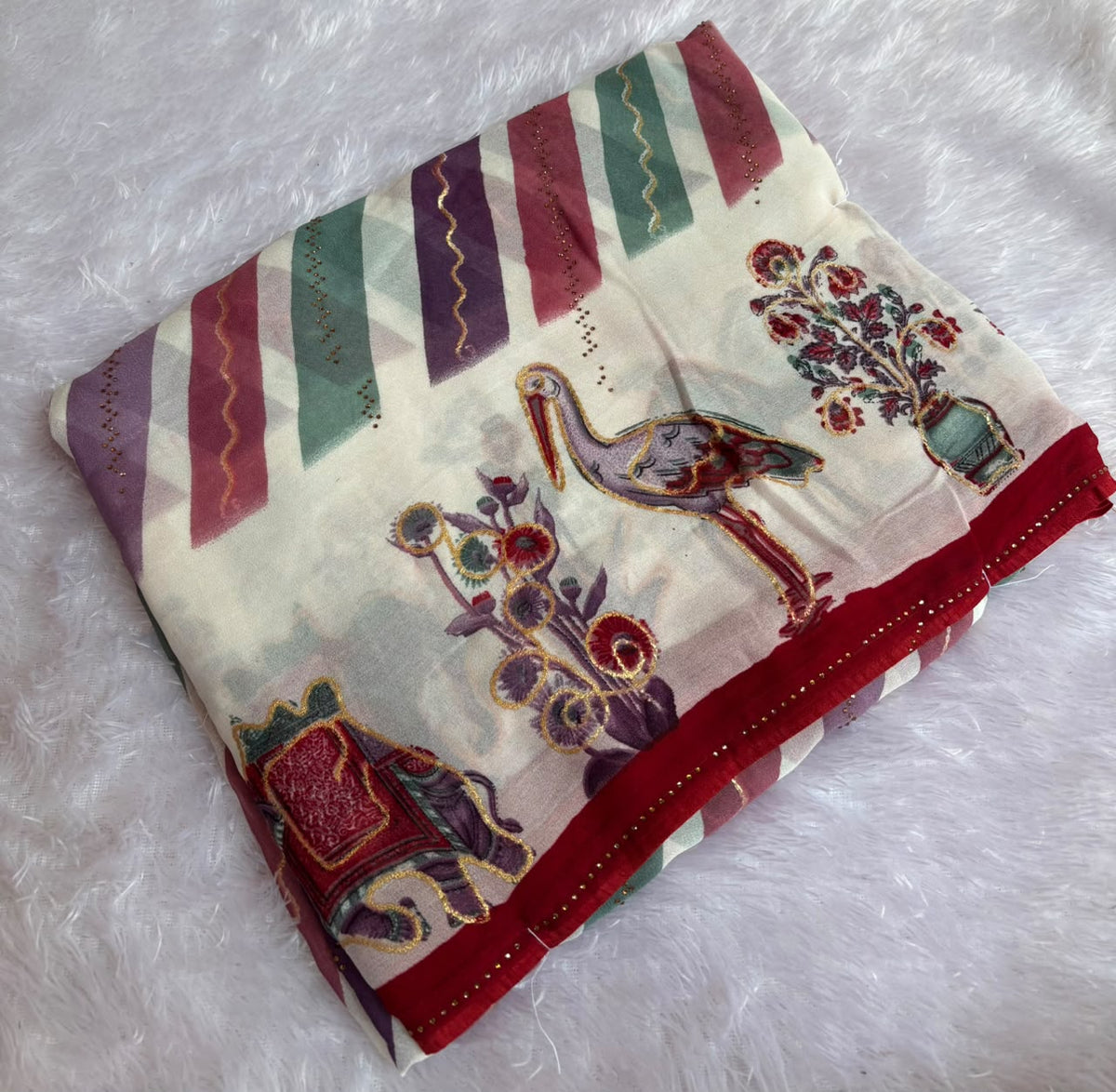 printed lehriya saree pc-1675