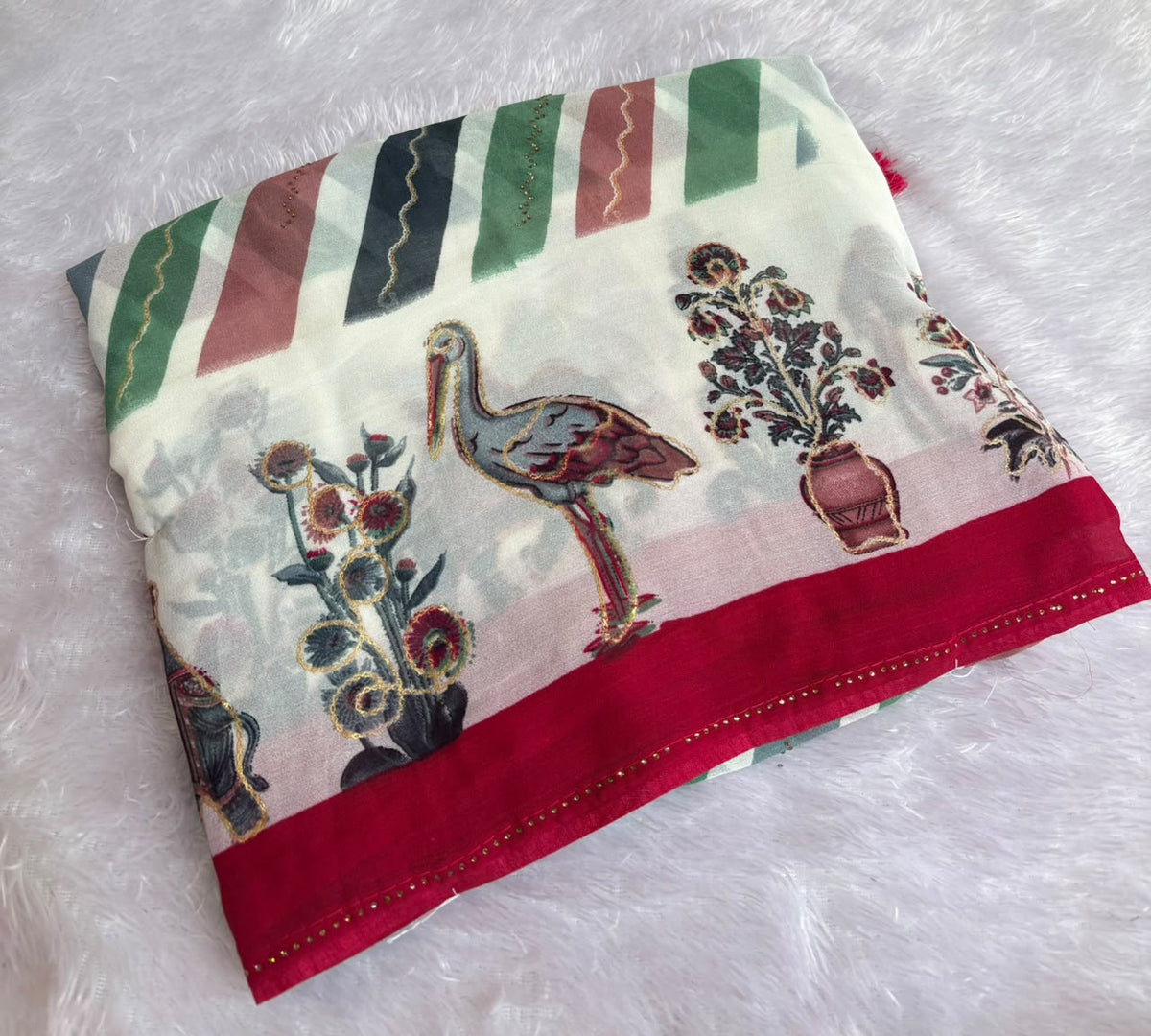 printed lehriya saree pc-1675