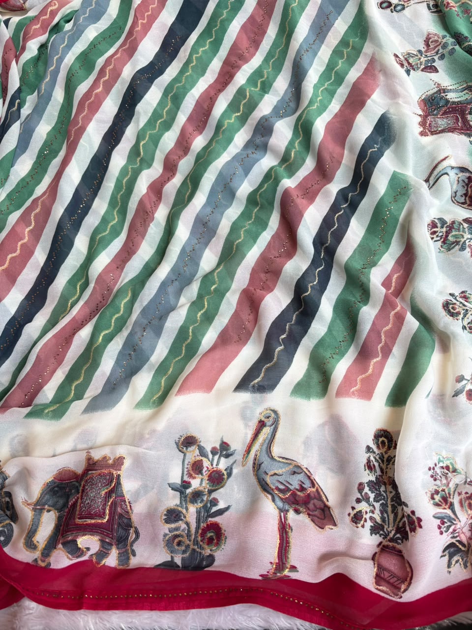 printed lehriya saree pc-1675