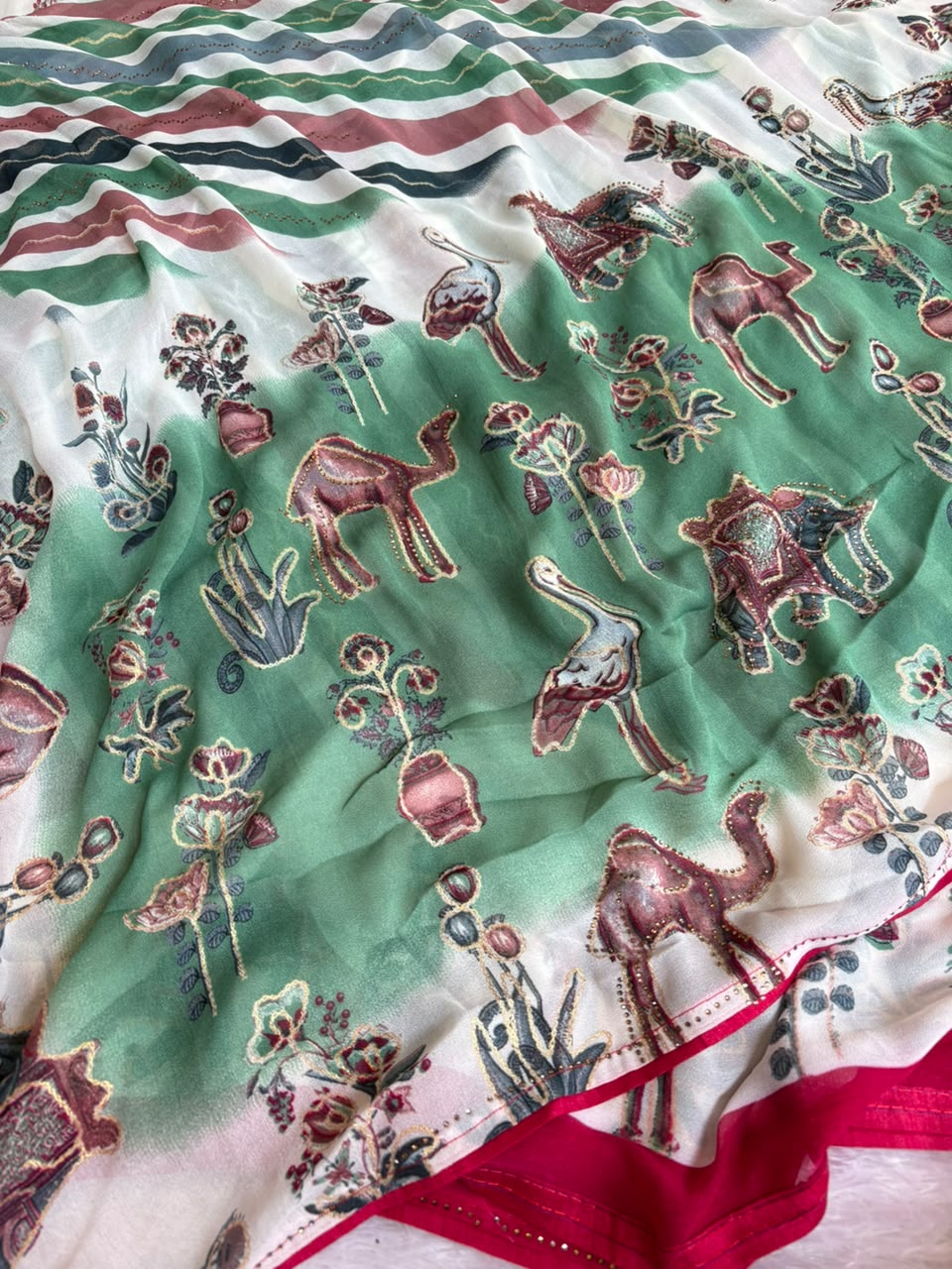 printed lehriya saree pc-1675