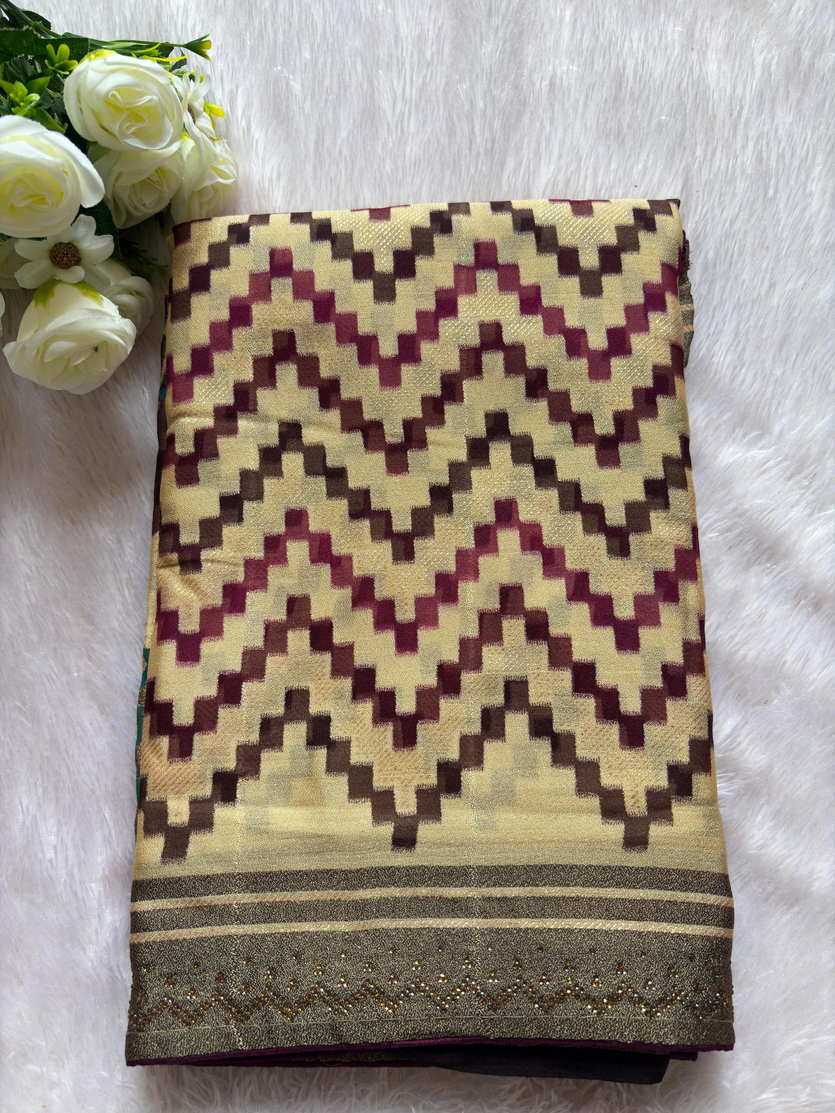multicolour lineing brasso saree